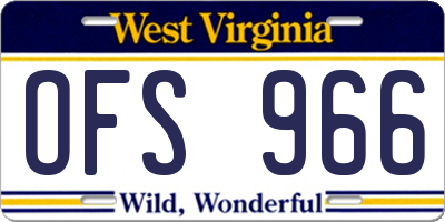 WV license plate OFS966