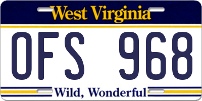 WV license plate OFS968