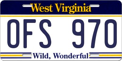 WV license plate OFS970