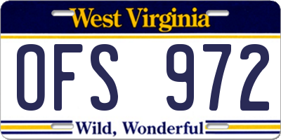 WV license plate OFS972