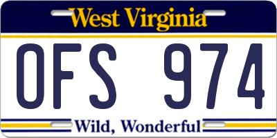 WV license plate OFS974