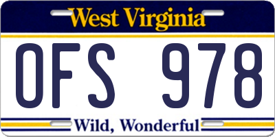 WV license plate OFS978