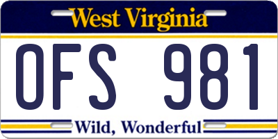 WV license plate OFS981
