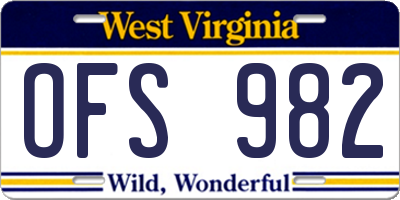 WV license plate OFS982