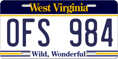 WV license plate OFS984