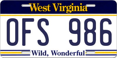 WV license plate OFS986