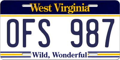 WV license plate OFS987