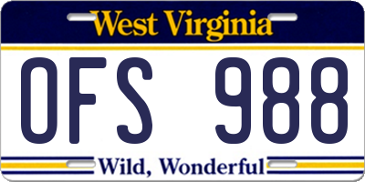 WV license plate OFS988