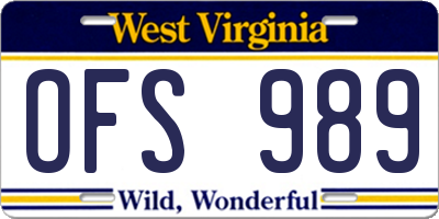 WV license plate OFS989