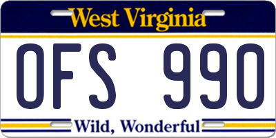 WV license plate OFS990