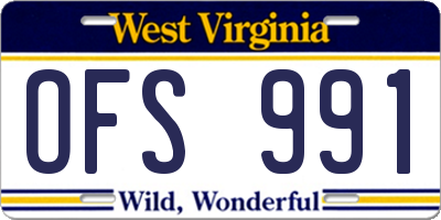 WV license plate OFS991
