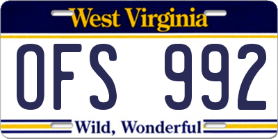 WV license plate OFS992