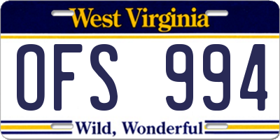 WV license plate OFS994