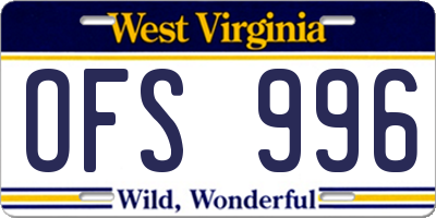 WV license plate OFS996