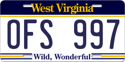 WV license plate OFS997