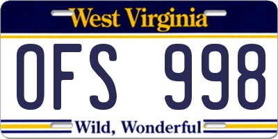 WV license plate OFS998