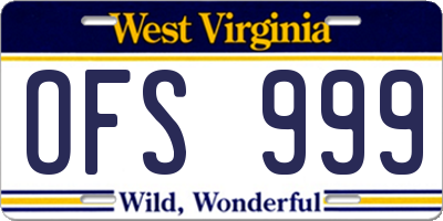 WV license plate OFS999