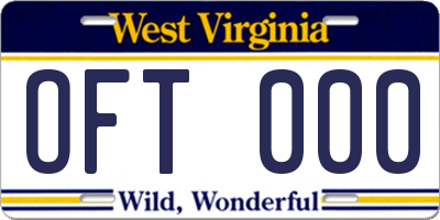 WV license plate OFT000