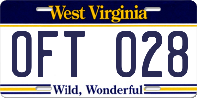 WV license plate OFT028