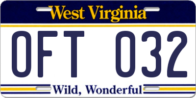 WV license plate OFT032