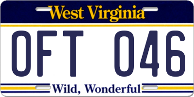 WV license plate OFT046