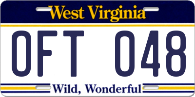 WV license plate OFT048