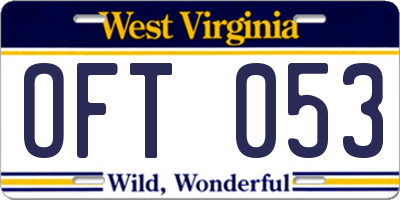 WV license plate OFT053