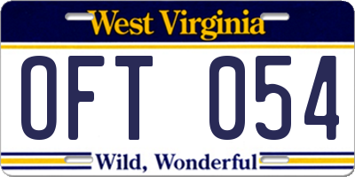 WV license plate OFT054