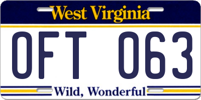 WV license plate OFT063