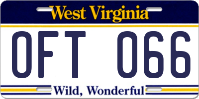 WV license plate OFT066