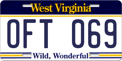 WV license plate OFT069