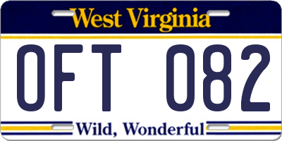 WV license plate OFT082