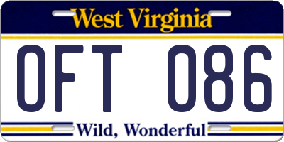 WV license plate OFT086