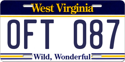 WV license plate OFT087