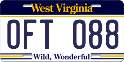 WV license plate OFT088