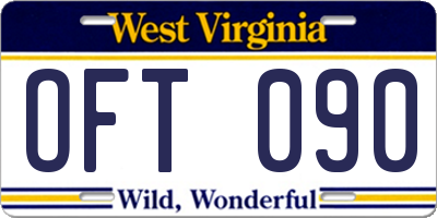 WV license plate OFT090