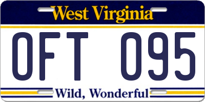 WV license plate OFT095