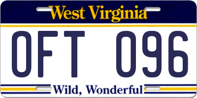 WV license plate OFT096