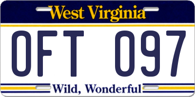 WV license plate OFT097