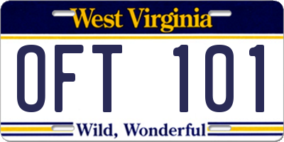 WV license plate OFT101