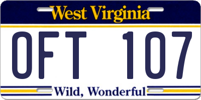 WV license plate OFT107