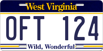 WV license plate OFT124