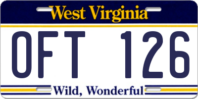 WV license plate OFT126