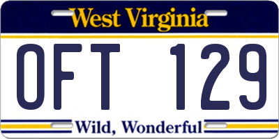 WV license plate OFT129