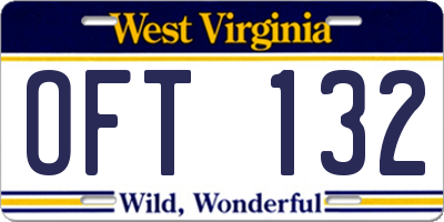 WV license plate OFT132