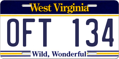 WV license plate OFT134