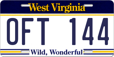 WV license plate OFT144