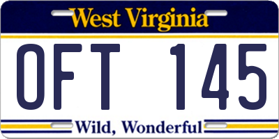 WV license plate OFT145
