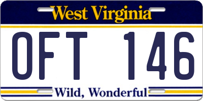 WV license plate OFT146