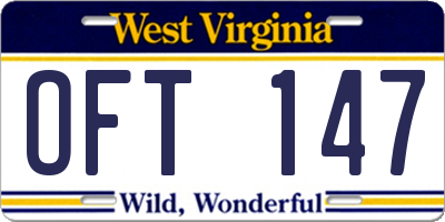 WV license plate OFT147